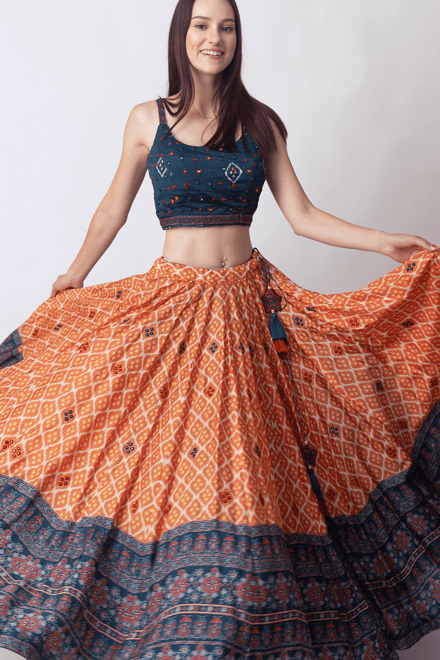 Khushi Lehenga with Mirror Embroidery and Embroidered Blouse