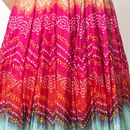 Leandra Long Dress with Bandhani Print