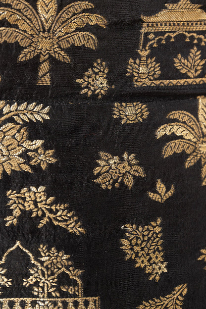 Leontine Black and Gold Long Dress with Slit