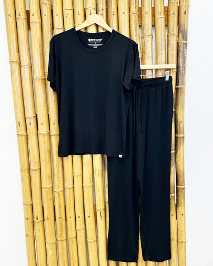 Men's Soft Bamboo Lounge Pajama Set - Short Sleeve Top & Pants 32" inseam