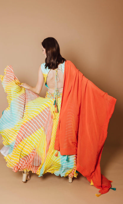 Melody Yellow Lehenga Choli with Floral Embroidery