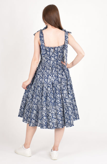 Mila Blue Tiered Midi Dress