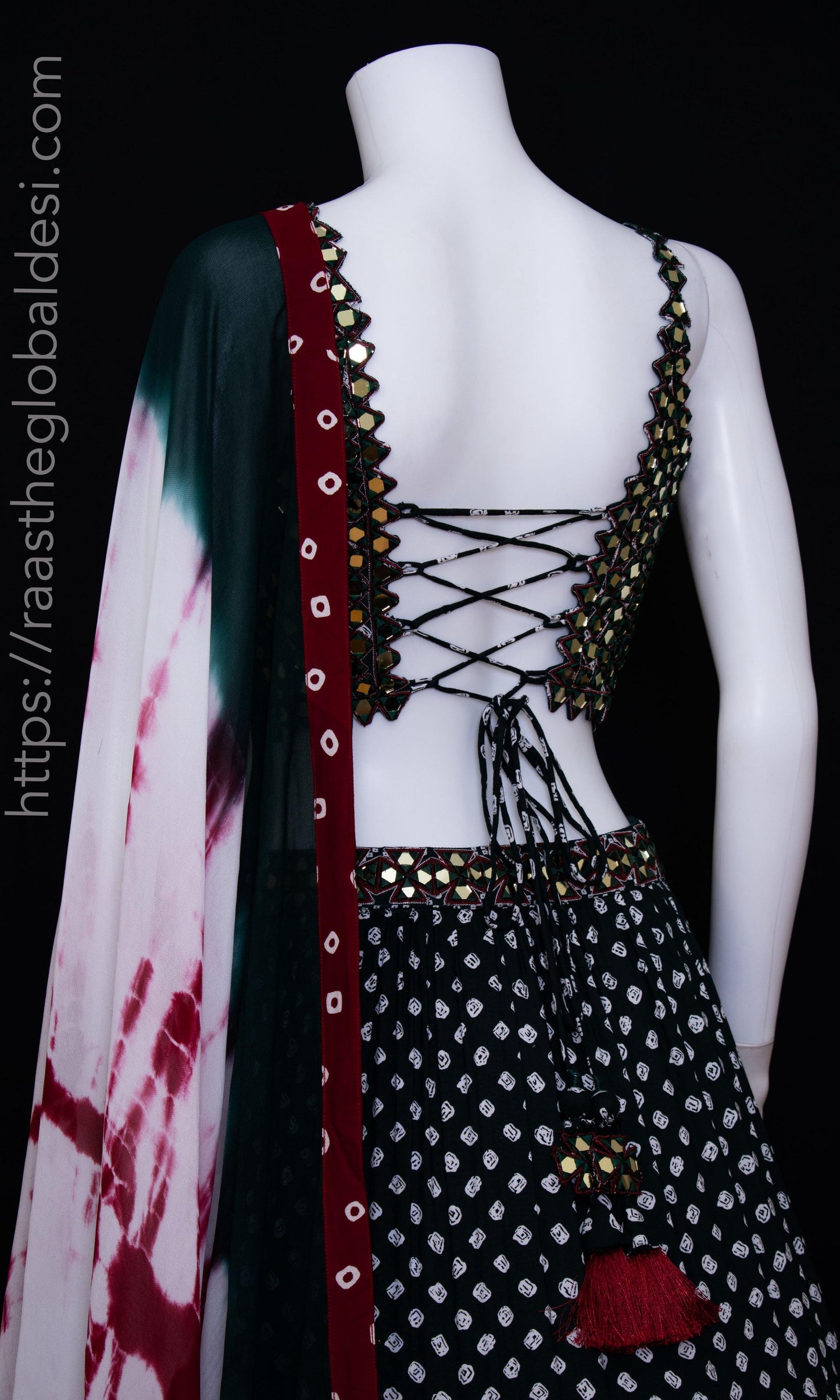 Milla Green Lehenga Choli Set with Mirror Work