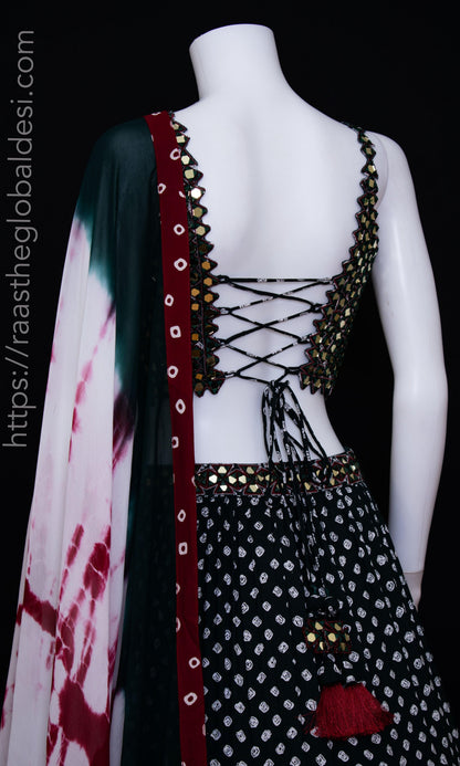 Milla Green Lehenga Choli Set with Mirror Work