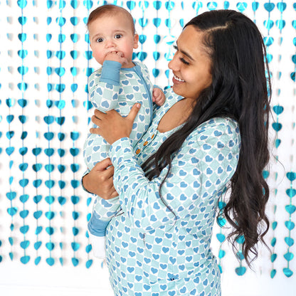 WOMEN'S PAJAMA SET- Blue Hearts - The Avenue44
