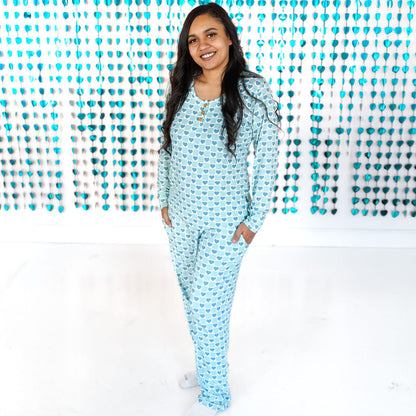 WOMEN'S PAJAMA SET- Blue Hearts - The Avenue44