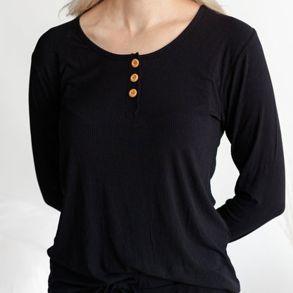 WOMEN'S PAJAMA SET- Midnight Ribbed - The Avenue44