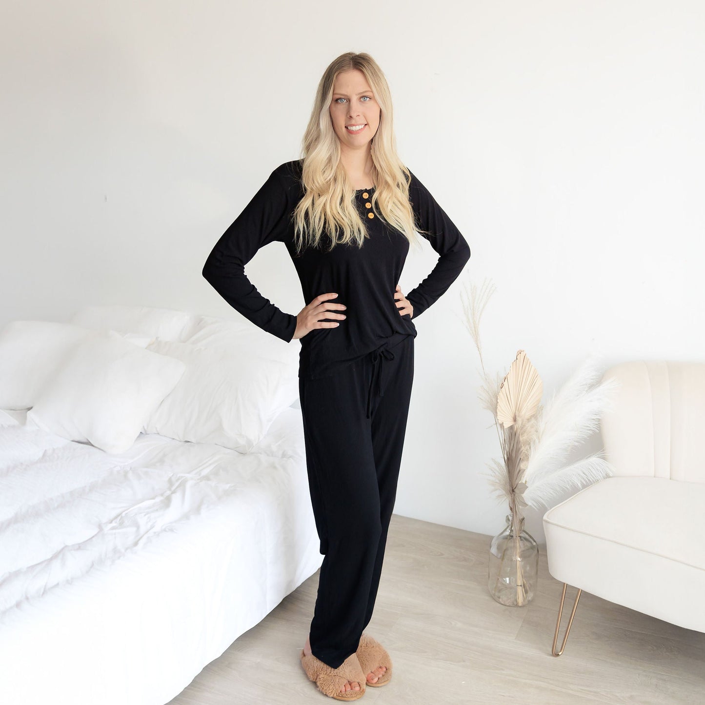WOMEN'S PAJAMA SET- Midnight Ribbed - The Avenue44