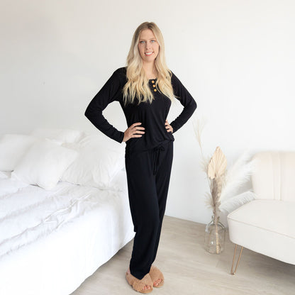 WOMEN'S PAJAMA SET- Midnight Ribbed - The Avenue44