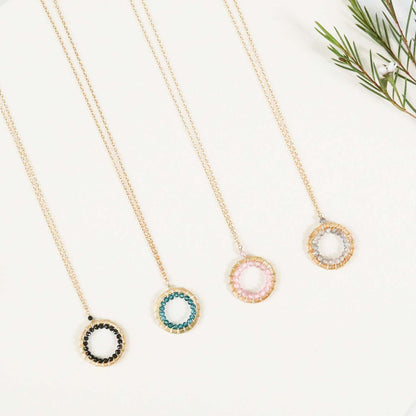 London Blue Quartz Halo Mini Gold Pendant