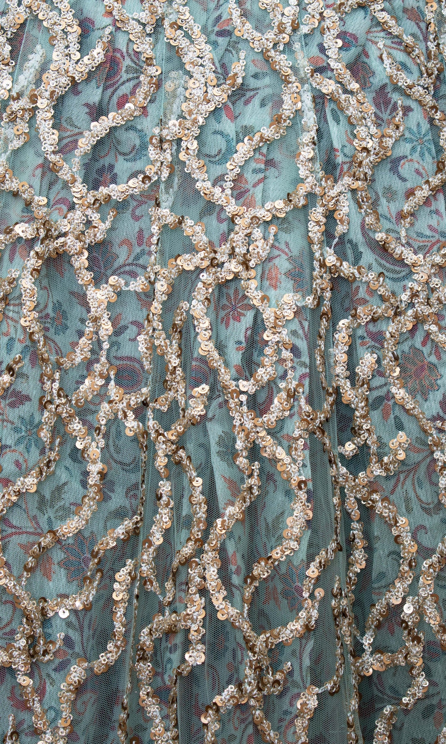 Mint Green Net Lehenga Choli with Sequins Embroidery