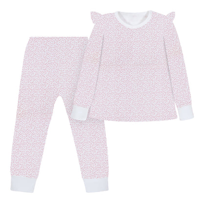Pink Leaves Pima Long Pajama Set - The Avenue44