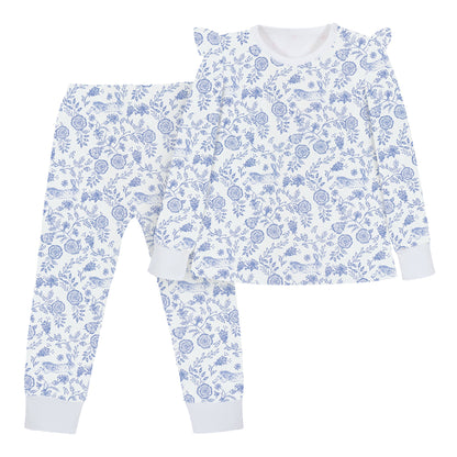 Floral Bunnies Pima Long Pajama Set - The Avenue44