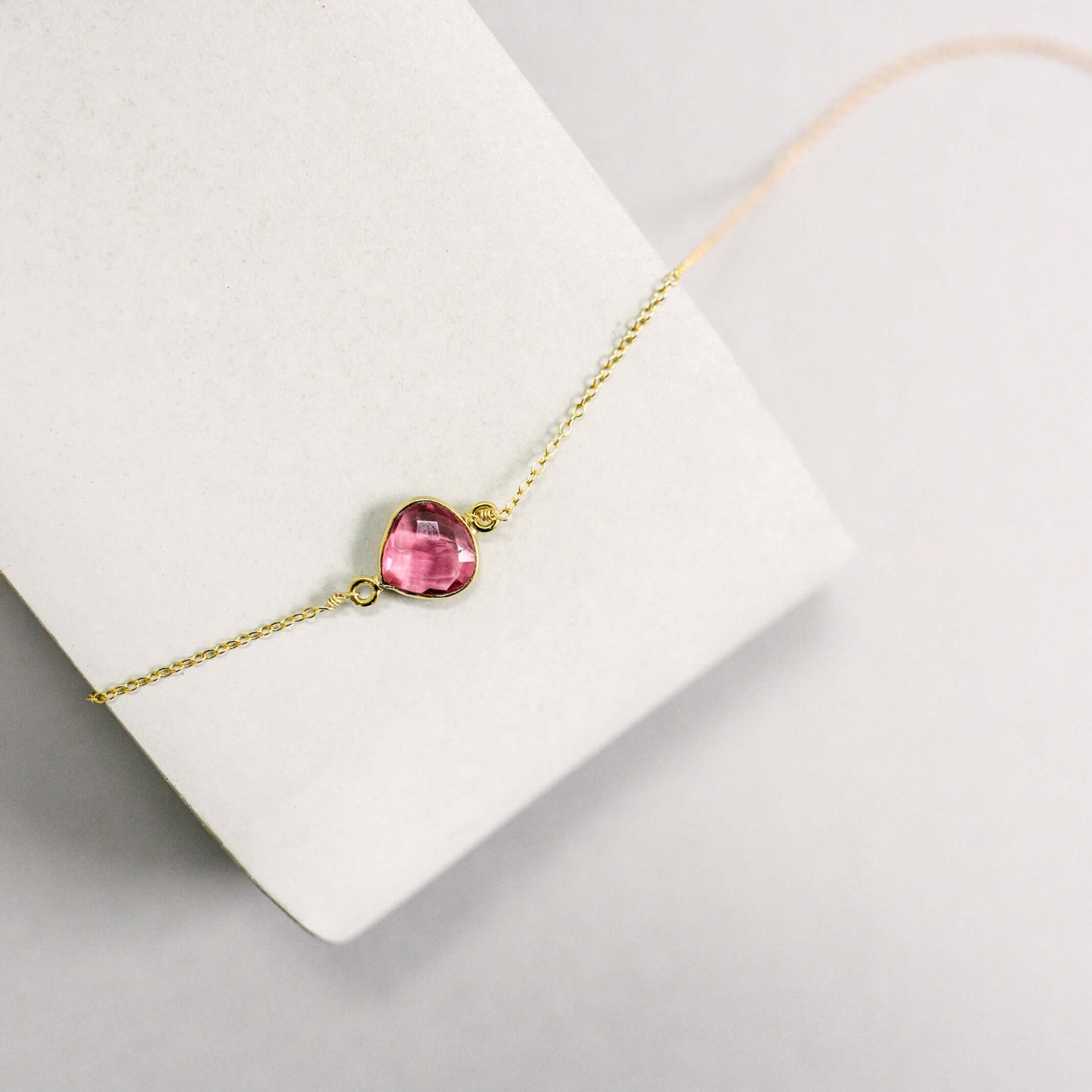 Pink Tourmaline Quartz Minimalist Ballet Necklace