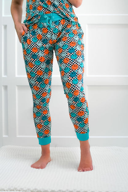 MAMA JOGGERS- Blue Smiles Check - The Avenue44