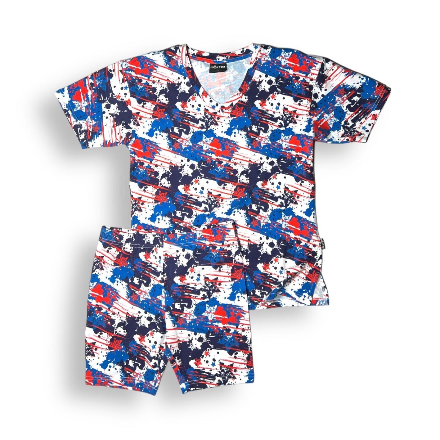 WOMANS BIKER SHORT SET- American Splatter - The Avenue44