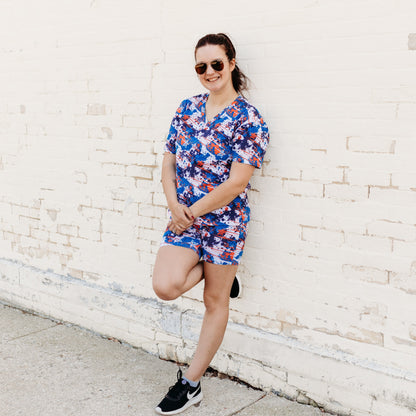 WOMANS BIKER SHORT SET- American Splatter - The Avenue44