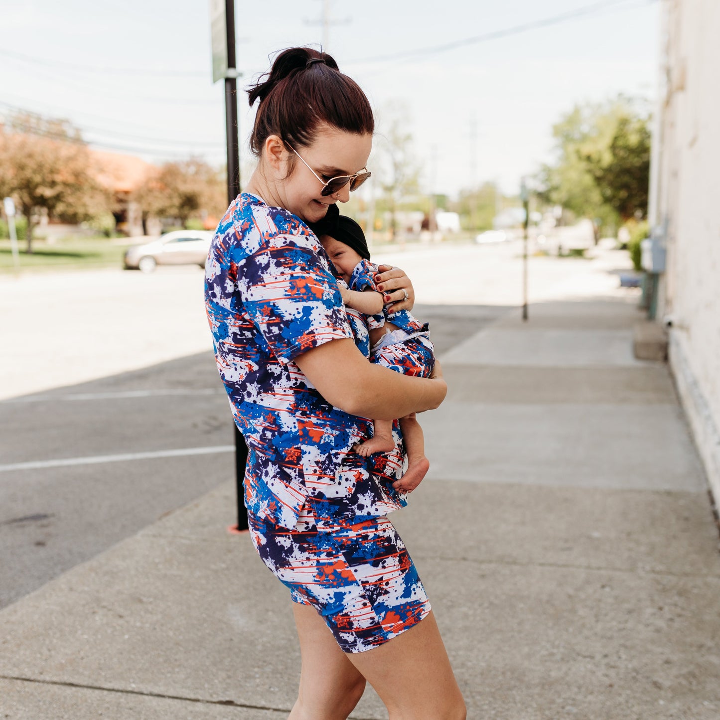 WOMANS BIKER SHORT SET- American Splatter - The Avenue44