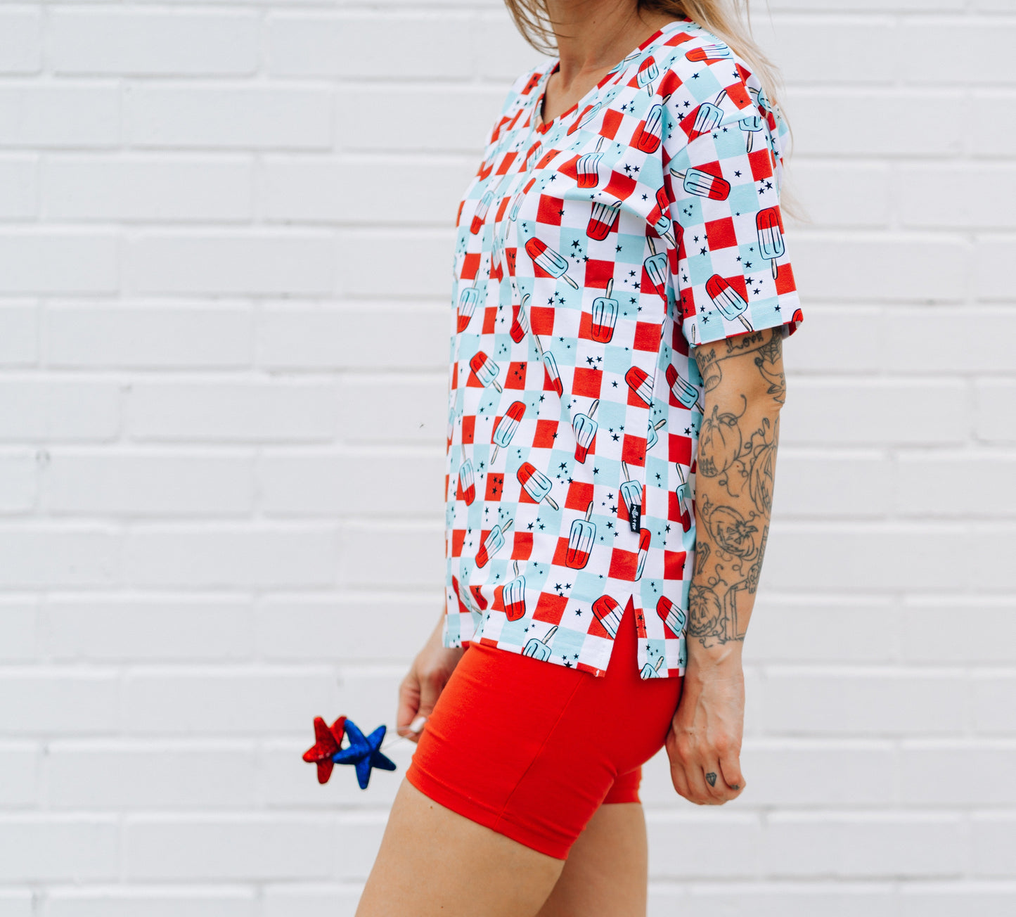 WOMANS BIKER SHORT SET- Bomb Pops - The Avenue44