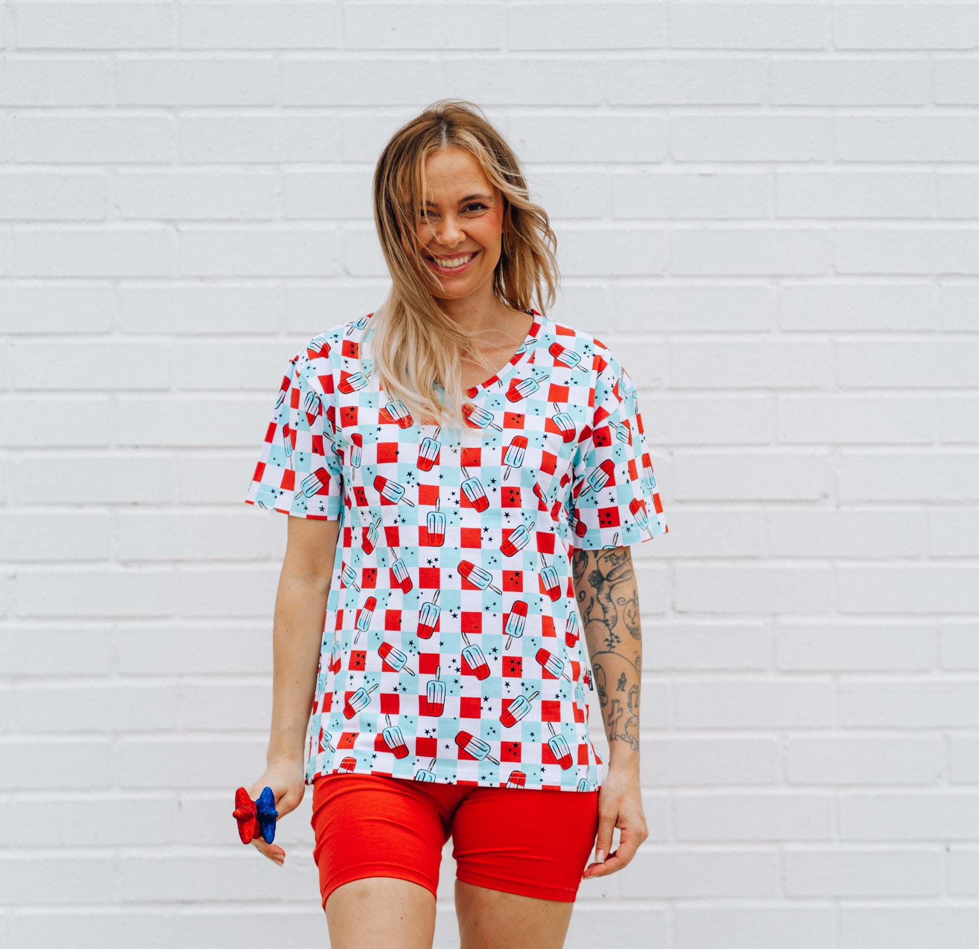 WOMANS BIKER SHORT SET- Bomb Pops - The Avenue44