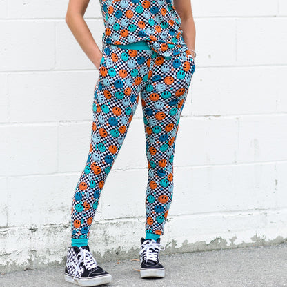 MAMA JOGGERS- Blue Smiles Check - The Avenue44