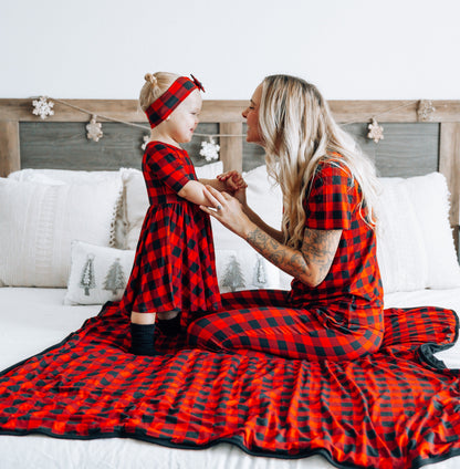 MAMA V-NECK- Red Buffalo Plaid - The Avenue44