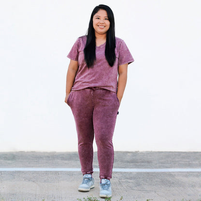 MAMA V-NECK- Oxblood Snow Wash - The Avenue44