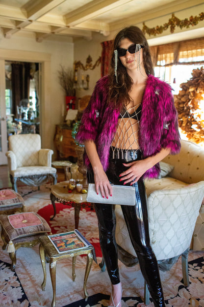 Planet Queen Faux Fur Jacket in Monster Pink