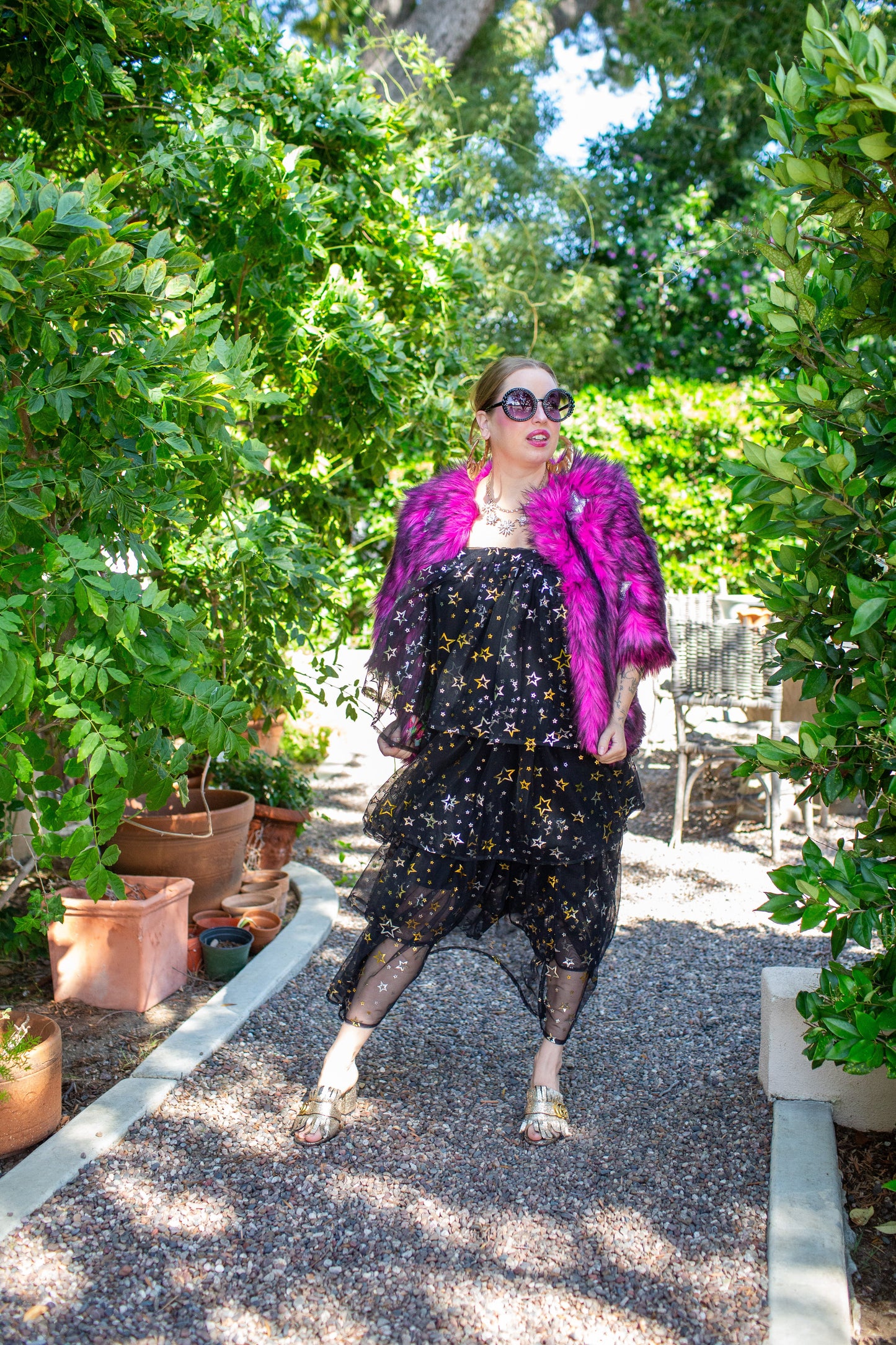 Planet Queen Faux Fur Jacket in Monster Pink