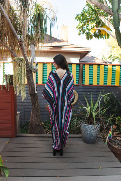 Raspberry Stripe Caftan Kaftan Dress