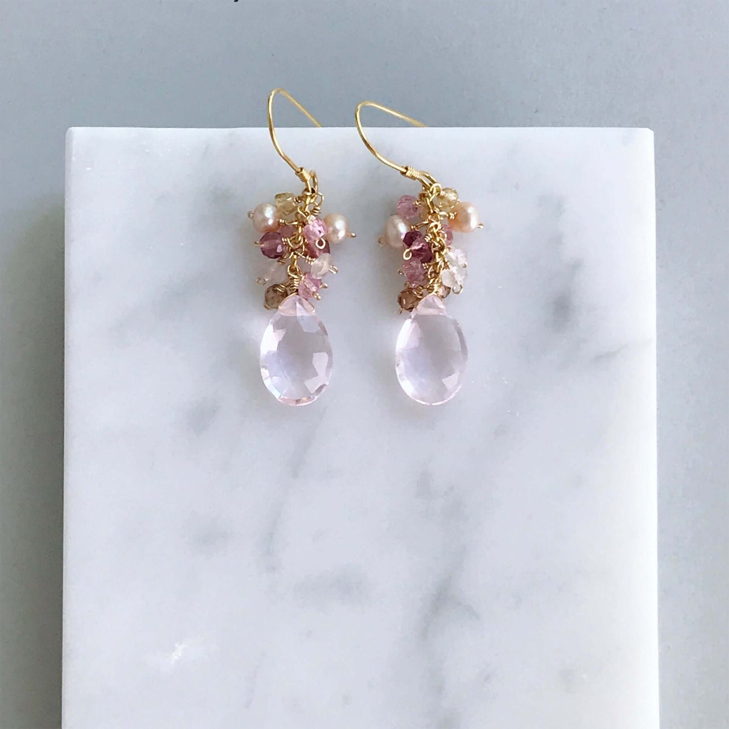 The Bala Earring - Rose Pink Clear Quartz
