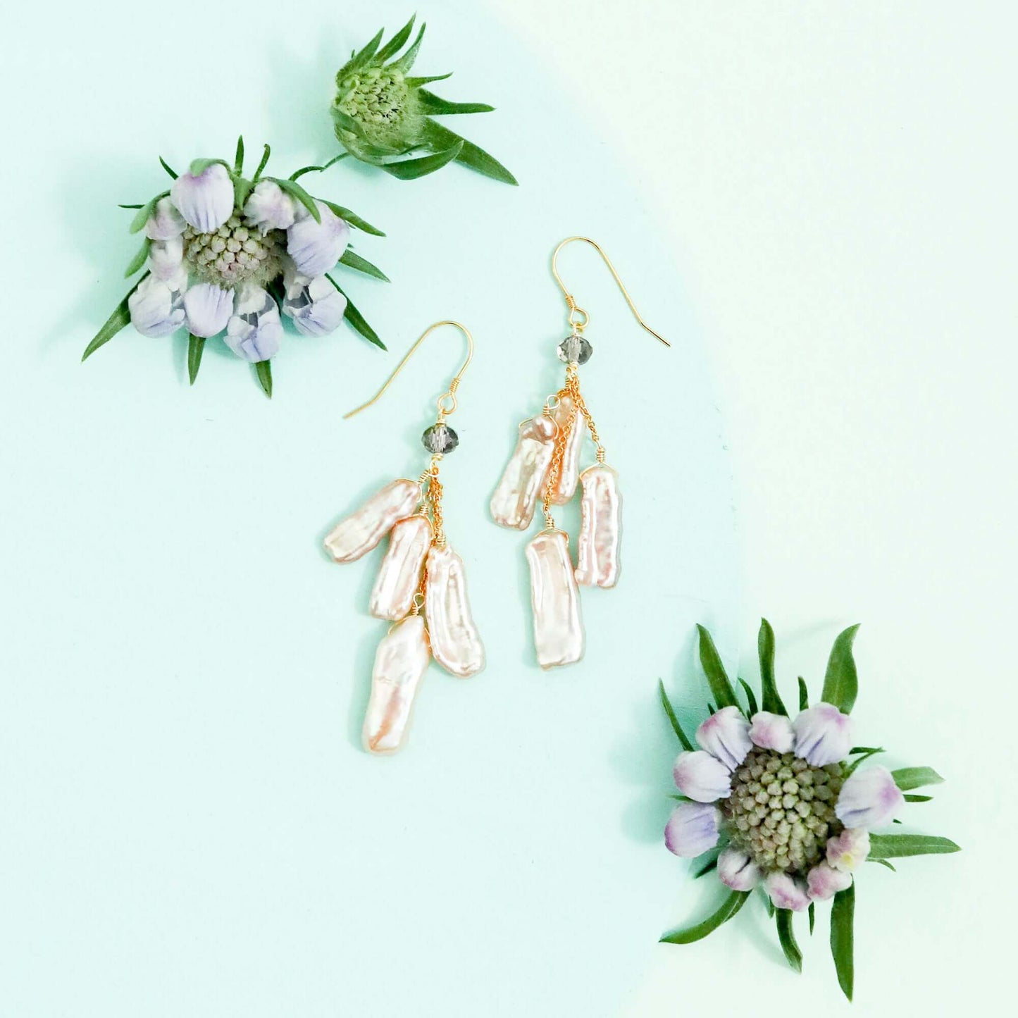 White Stick Pearl Earrings