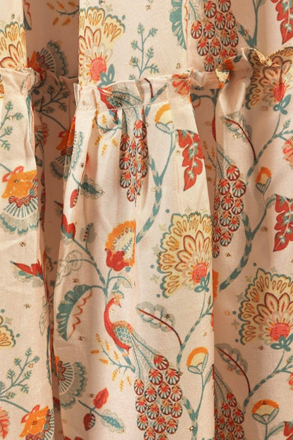 Sage Off-White Long Dress with All-Over Kalankari Print