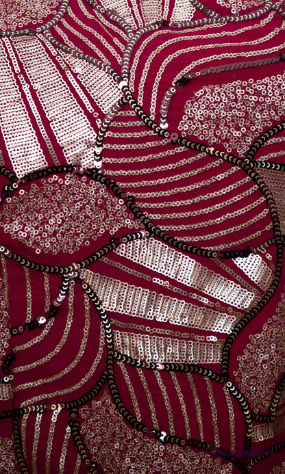 Sascha Red One Shoulder Dress with Sequin Work