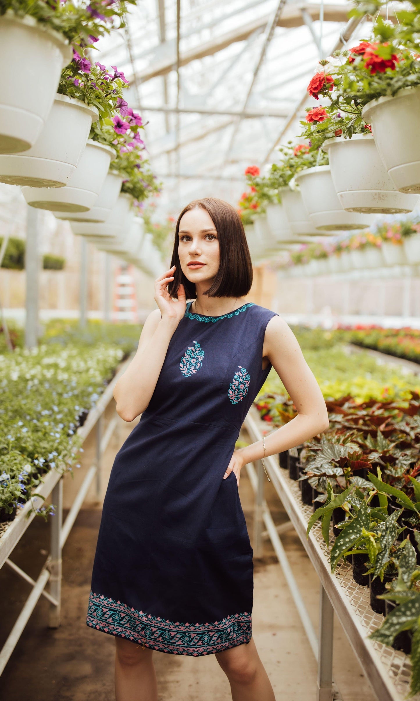 Sayona Cotton Mini Dress with Block Print