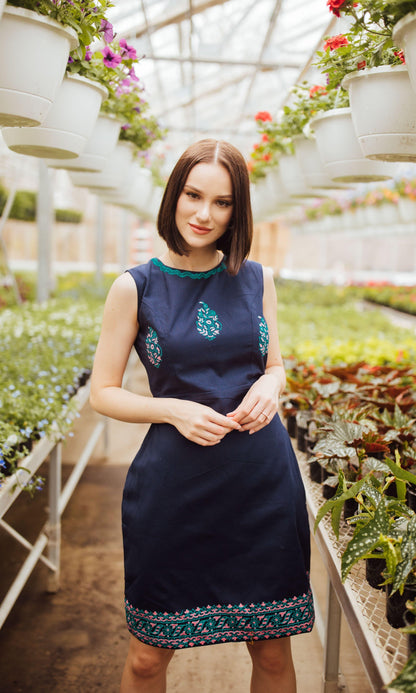 Sayona Cotton Mini Dress with Block Print