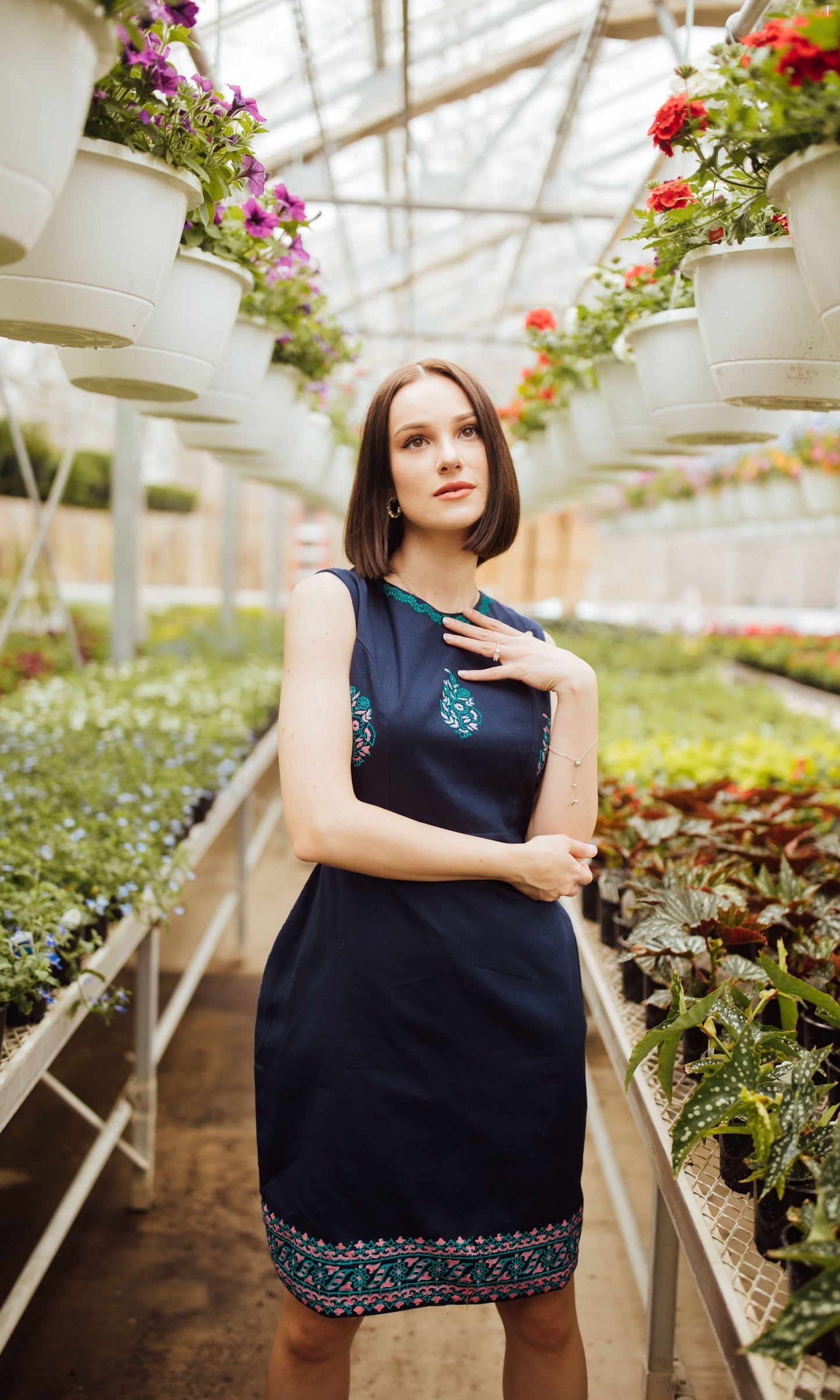 Sayona Cotton Mini Dress with Block Print