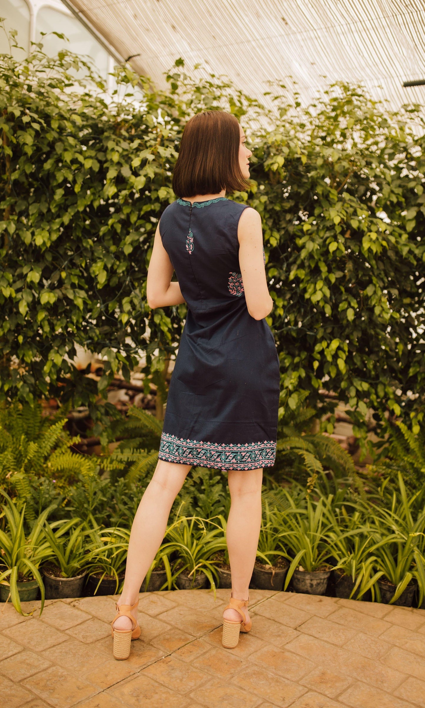 Sayona Cotton Mini Dress with Block Print