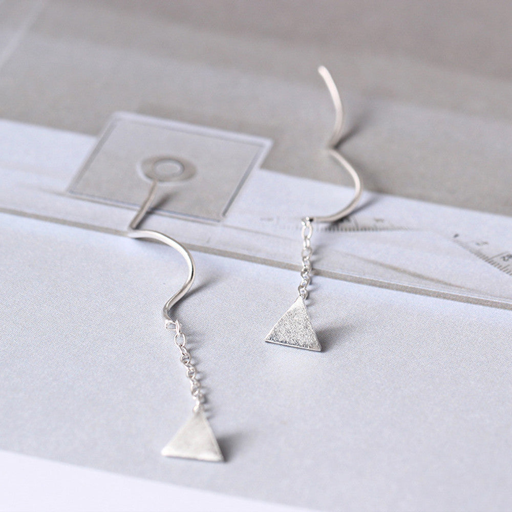 Sterling Silver Triangle with Spiral Pull-Through Earring - The Avenue44