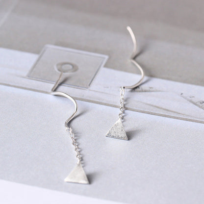Sterling Silver Triangle with Spiral Pull-Through Earring - The Avenue44