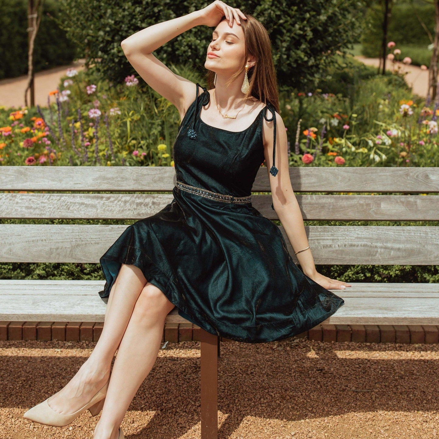 Tia Teal Velvet Short Dress