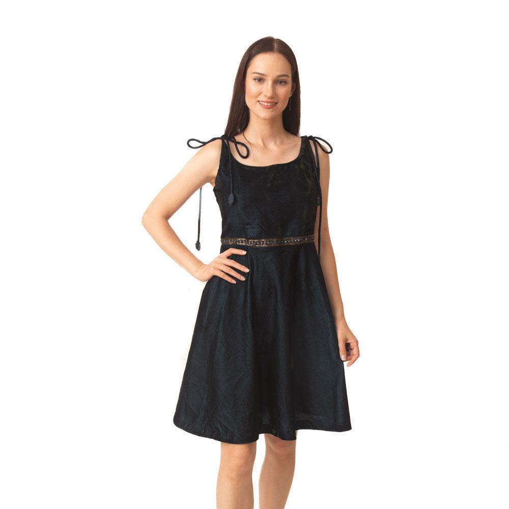 Tia Teal Velvet Short Dress