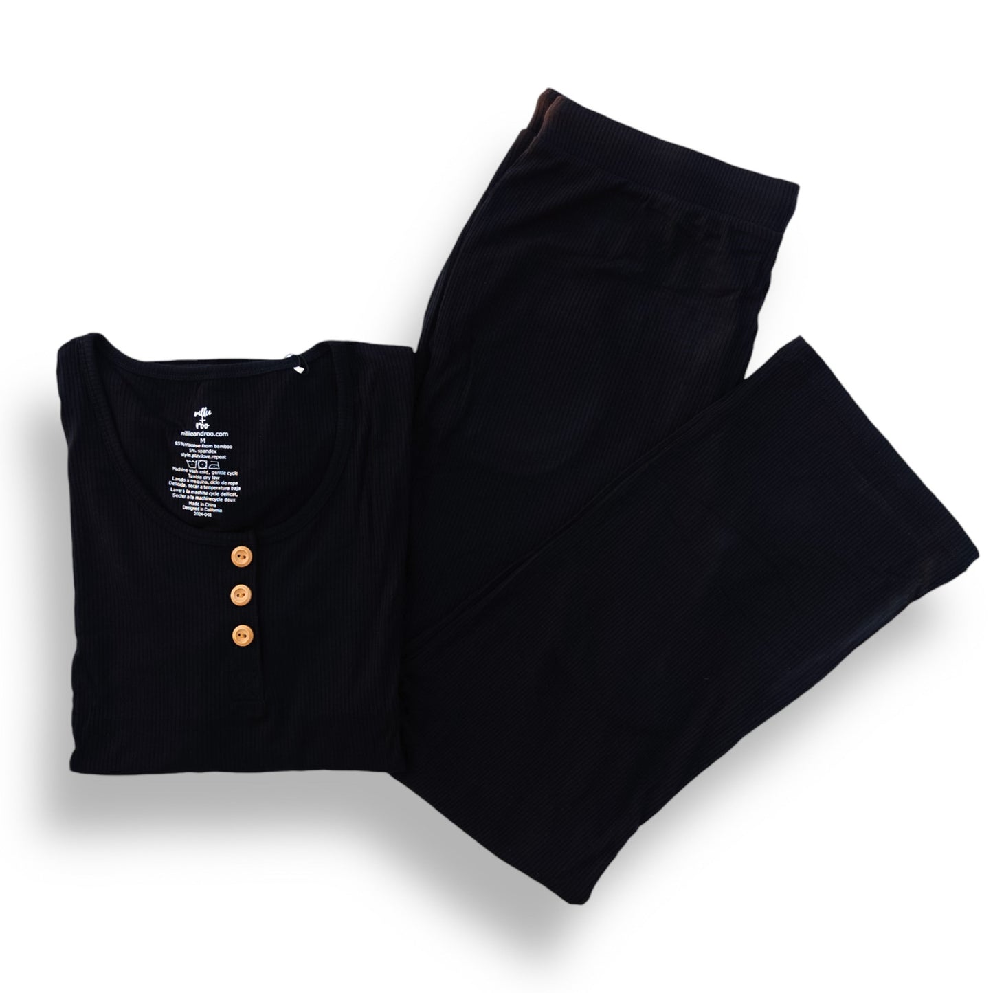 WOMEN'S PAJAMA SET- Midnight Ribbed - The Avenue44