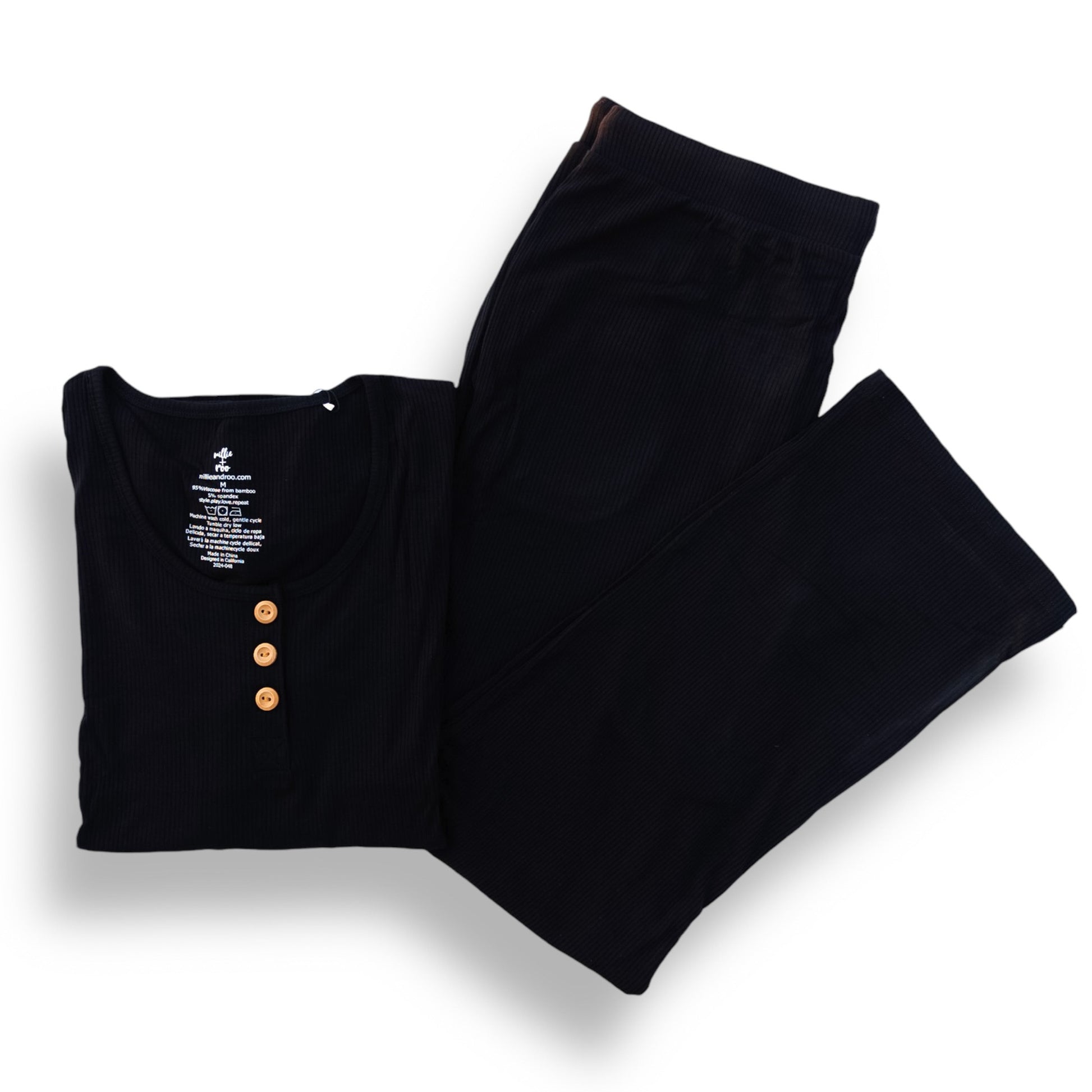 WOMEN'S PAJAMA SET- Midnight Ribbed - The Avenue44