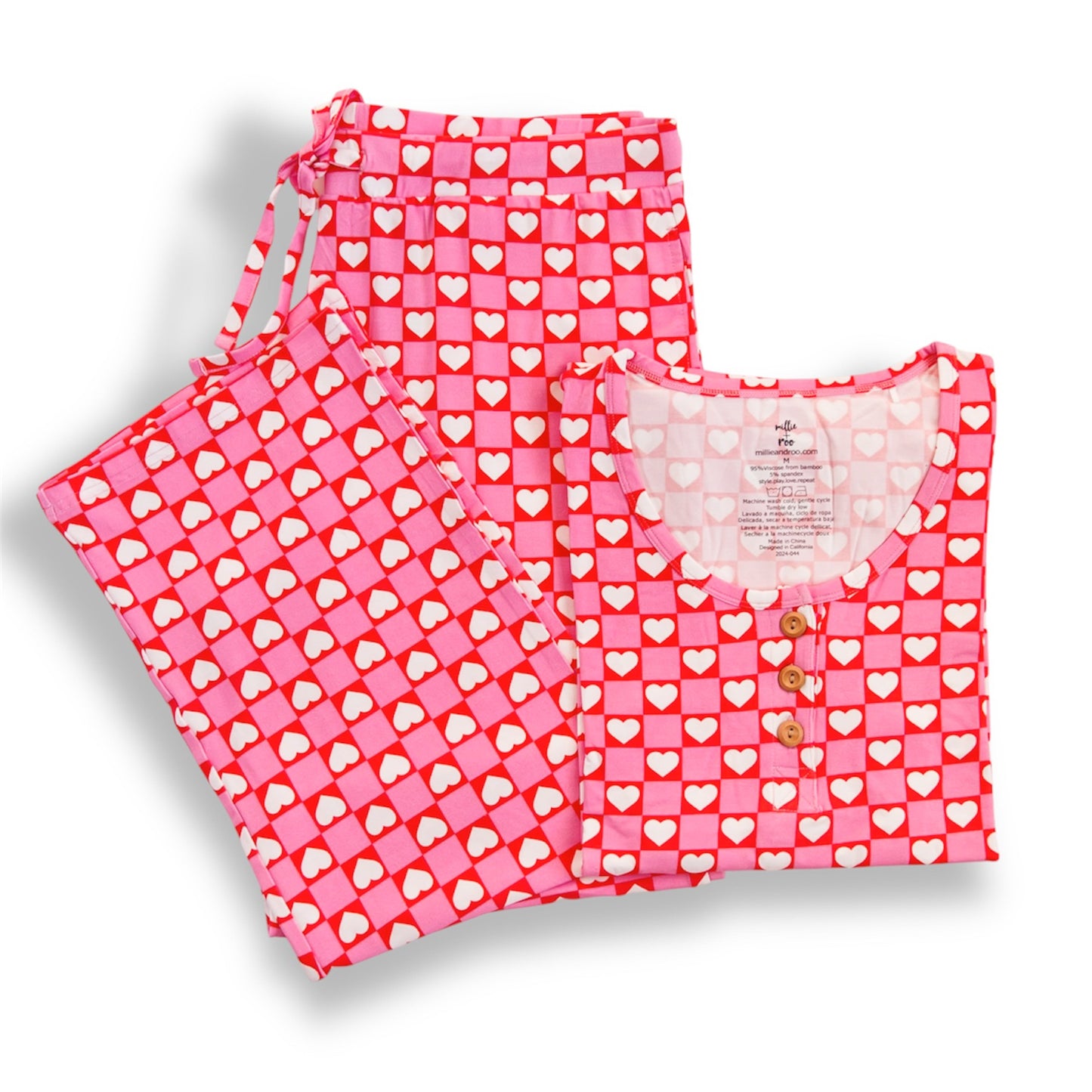 WOMEN'S PAJAMA SET- Red Hearts - The Avenue44