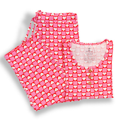 WOMEN'S PAJAMA SET- Red Hearts - The Avenue44