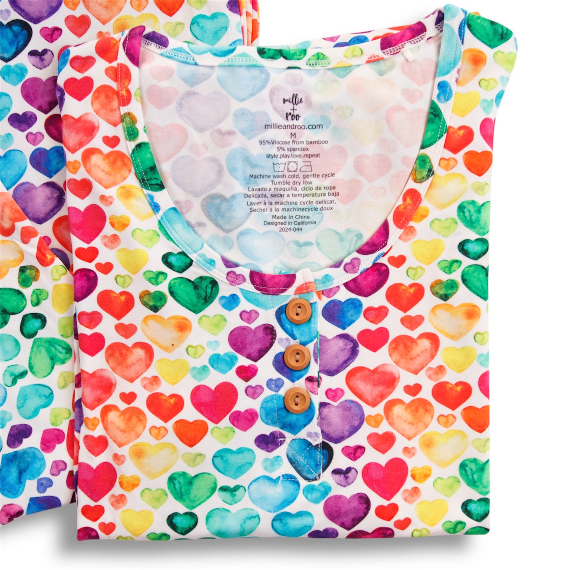 WOMEN'S PAJAMA SET- Rainbow Hearts - The Avenue44