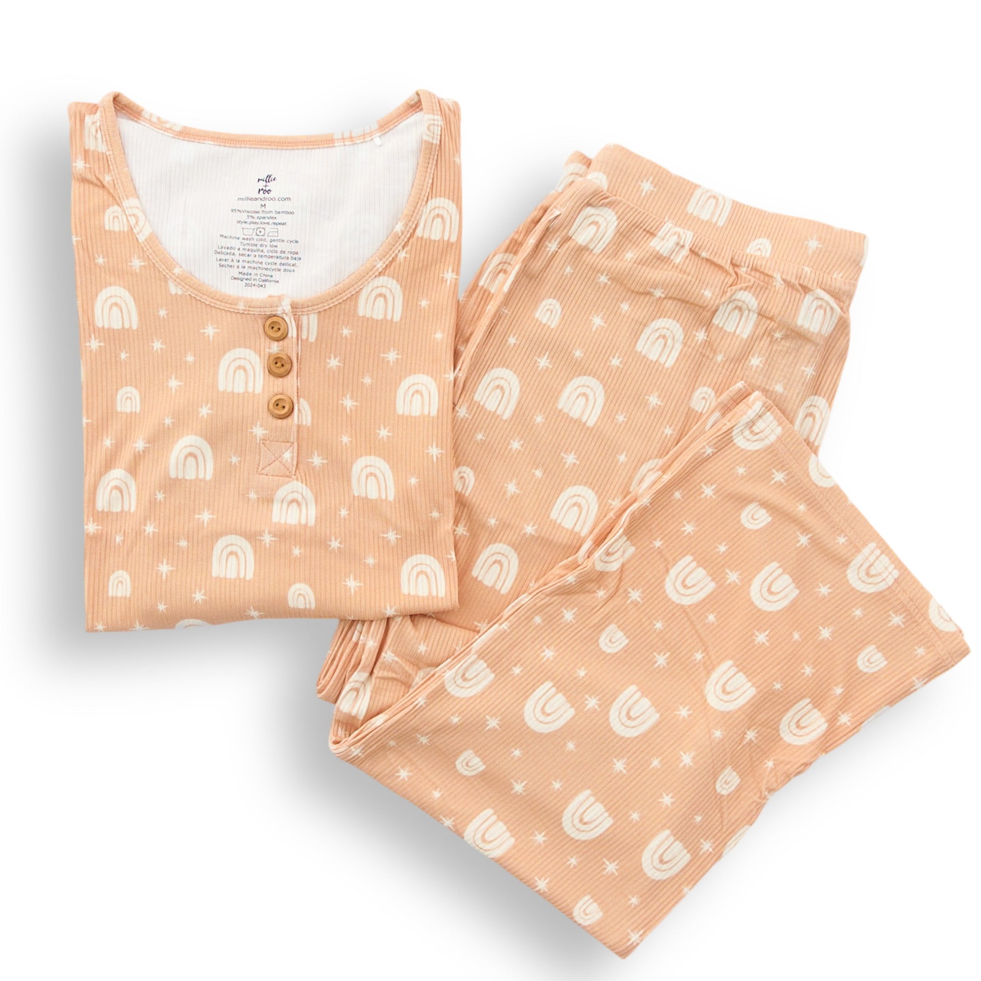 WOMANS PAJAMA SET- Rainbow Ribbed - The Avenue44