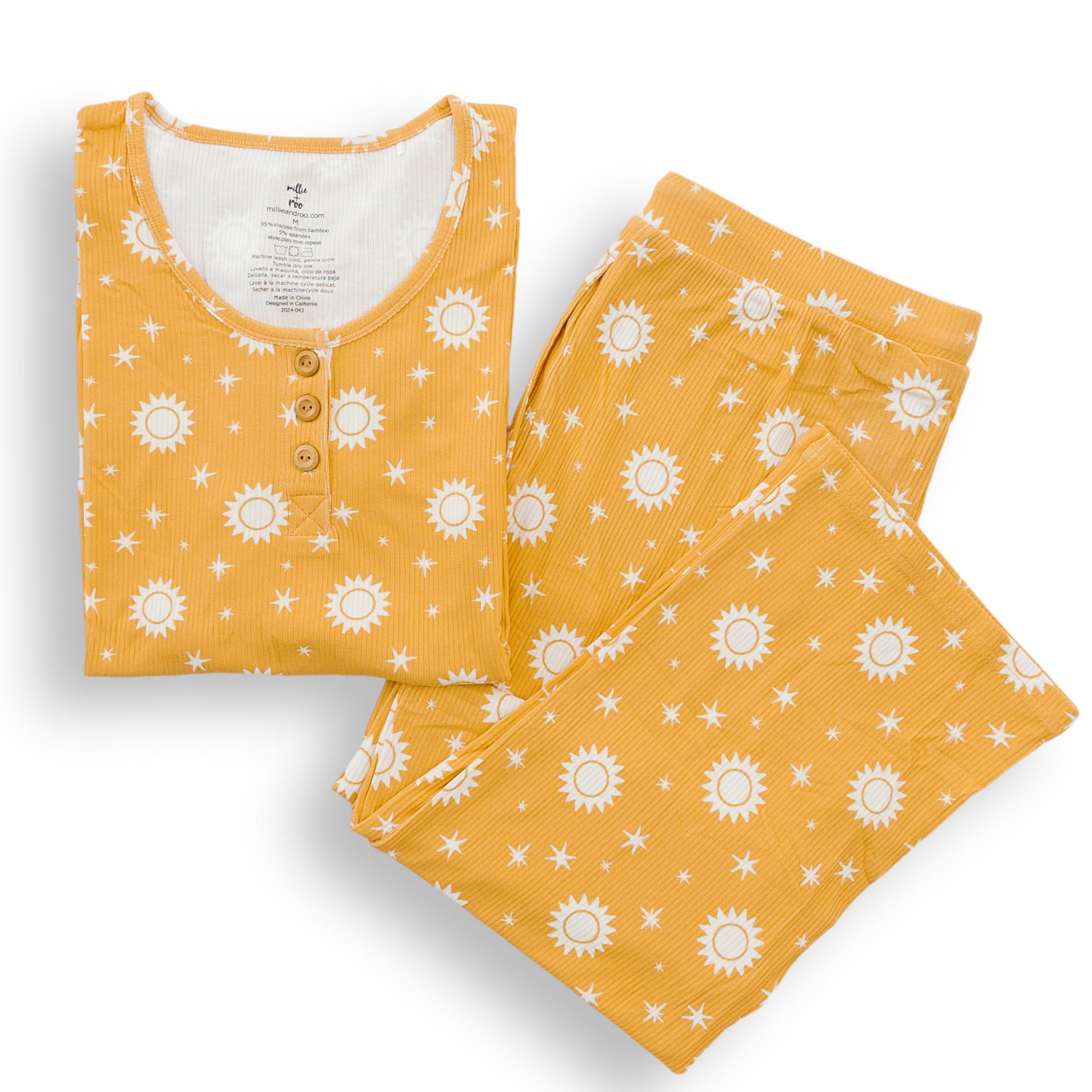 WOMANS PAJAMA SET- Sunshine Ribbed - The Avenue44