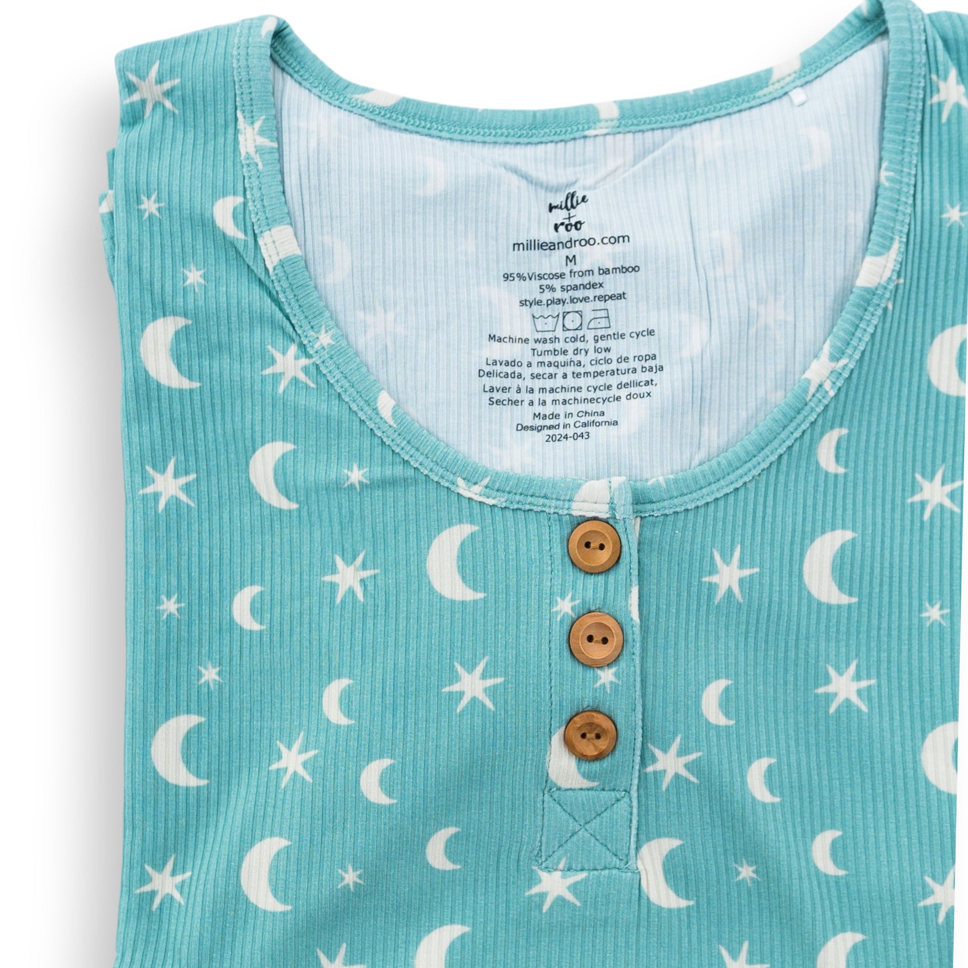 WOMANS PAJAMA SET- Moon + Stars Ribbed - The Avenue44